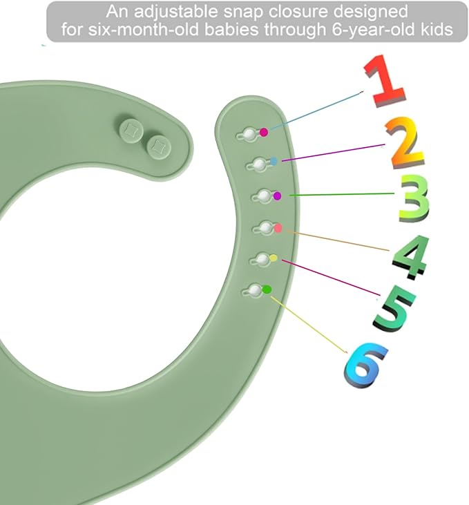 PandaEar 3 Pack Silicone Baby Bibs, Super Thin Light Weight Waterproof for Babies & Toddlers, Adjustable Soft Silicone Feeding Bibs with Food Catcher Pocket (Blue/Green/Flesh)