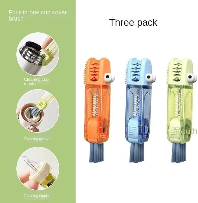 New 3 in 1 Cup Lid Cleaning Brush, Multifunctional Lid Cleaner Brush for Baby Bottle Gap Tight Spaces Cup, Portable Crevice Cleaning Brush Set