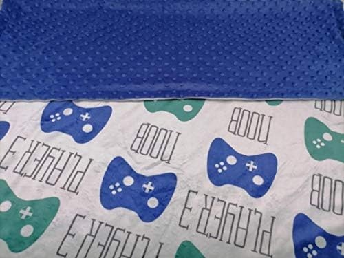 Baby Little Video Gamer Game Remote Minky Receiving Blanket Super Soft Swaddle Gift Noob Player 3 Double Layer Dotted Back 30 x 40 Inch