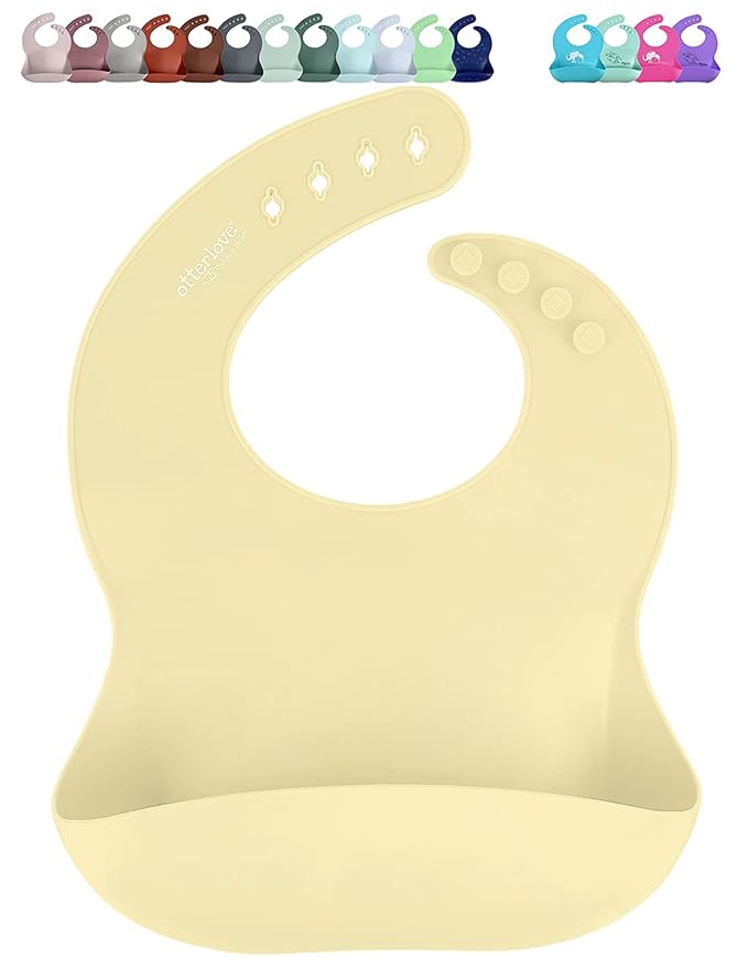 otterlove Silicone Bib ??100% Pure Platinum LFGB Baby Bibs with No Fillers ??Wide Food Catching Pocket ??Easy Clean ??Mess Proof ??Dishwasher Safe ??BPA and Phthalate Free
