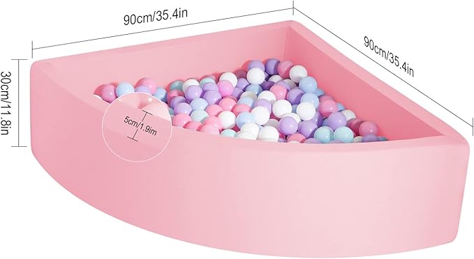 TRENDBOX Ball Pit Memory Foam Pit Soft Pool Fan-Shape Soft Equipment for Toddlers Kids - Light Pink (Balls NOT Included)