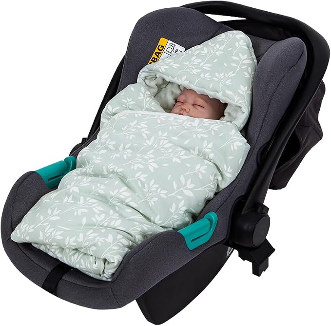 HOUSBAY Baby Blanket Newborn Blanket with Hooded Windproof Go Outside Warm Portable Swaddle Wrap in Basket Baby Safety Seats (Light Green)