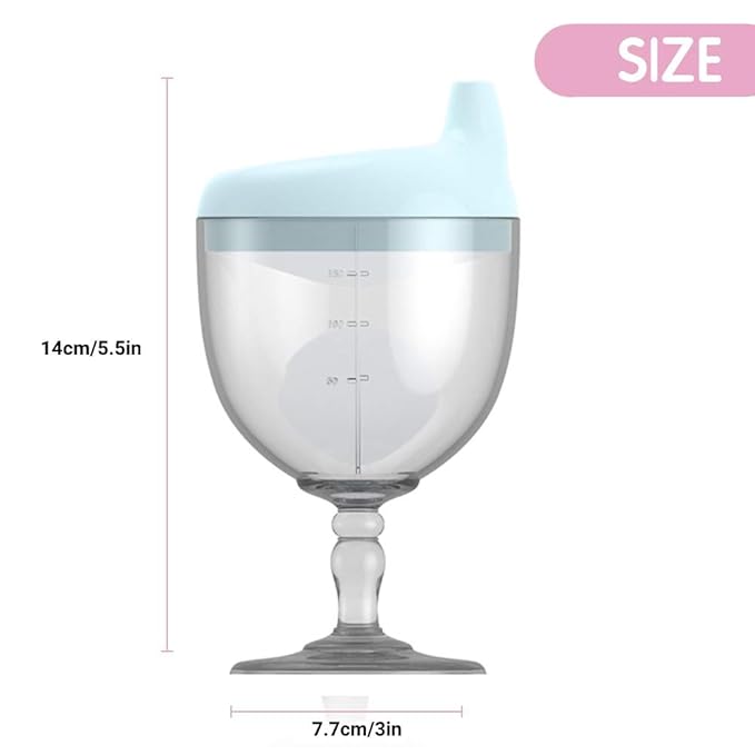 Prince Wine Sippy Cup, No Spill Wine Glass Sippy Cup for Baby Boy 12+ Months, Fancy Goblet Style Great for Your Prince Holidays Birthday Party Celebration, 5 Ounce(Blue)