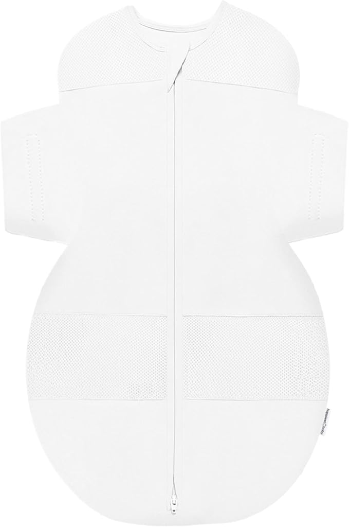 Happiest Baby SNOO Sleep Sack - 100% Organic Cotton Baby Swaddle Blanket - Doctor Designed Promotes Healthy Hip Development (White, Medium)