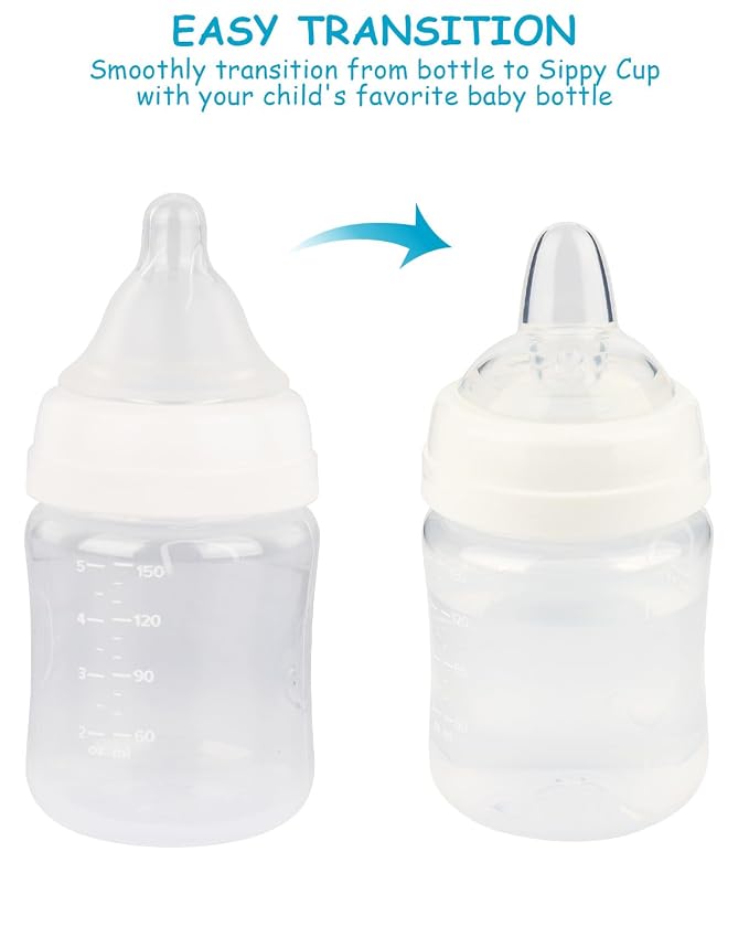 Sippy Nipples for Evenflo Balance Wide Neck Bottles, Soft 100% Silicone Wide Neck Spout Nipples, 6m+, 4 Count