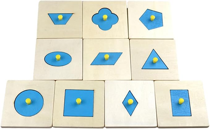 Montessori 10-Shape Peg Puzzle, Wooden Shape Sorter for Toddlers