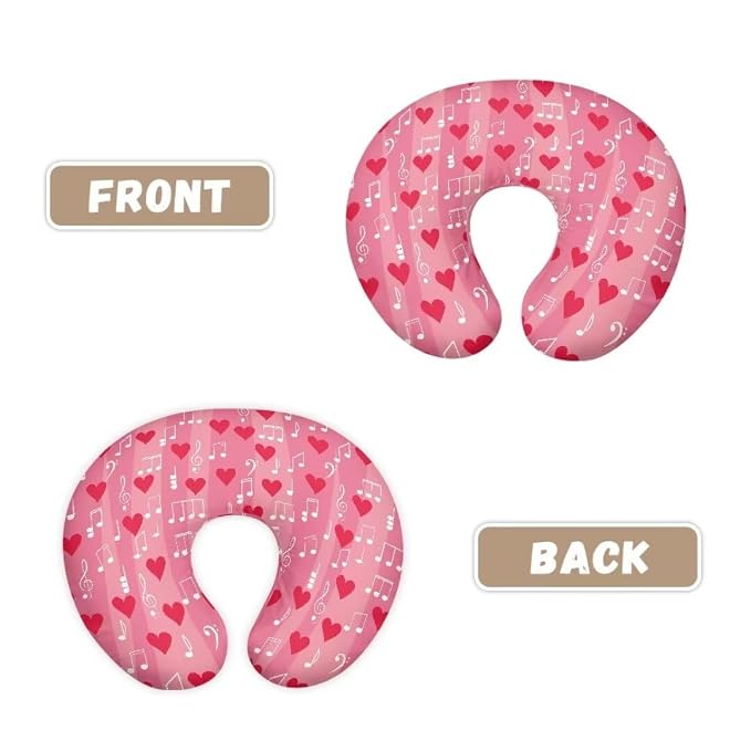 Nursing Pillow Cover for Baby Boy Girl, Stretchy Valentine Love Music Symbols Breastfeeding Pillow Slipcover, Lightweight Custom Gifts for Toddler Infant