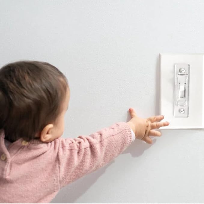 Wall Switch Guard, ILIVABLE Child Proof Light Switch Plate Covers Protects Your Lights from being Accidentally Turned On or Off by Children and Adults (Clear, 8 Pack)