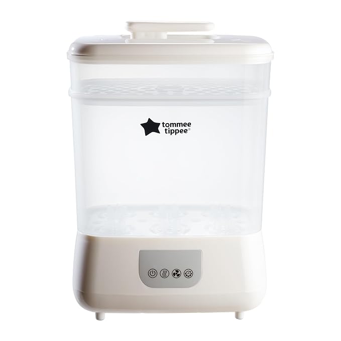 Tommee Tippee Steridryer Electric Steam Sterilizer and Dryer, White, for Baby Bottles and Feeding Accessories, Kills Viruses* and 99.9% of Harmful Microbes