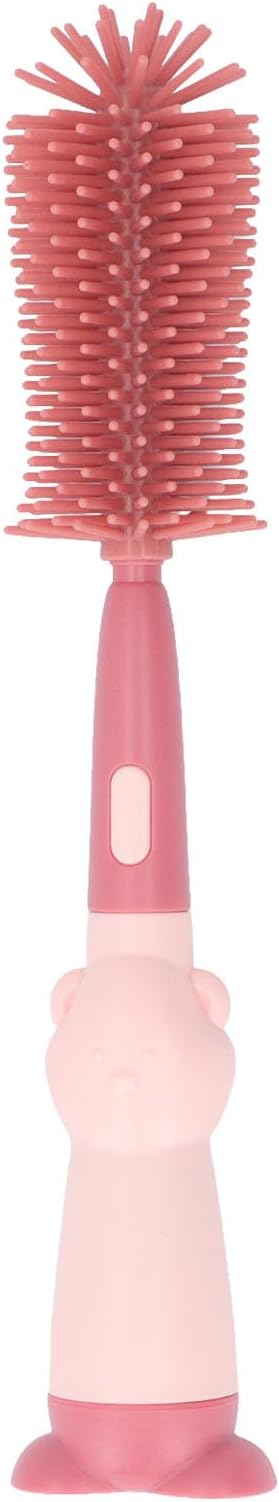 Kids Bottle Brush Set, 360 Degree Rotation Silicone Odorless Bottle Brush Cleaner for Cup (Red)