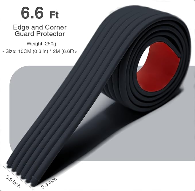 6.6 Ft Edge and Corner Guard Protector for Baby Edge Trim Anti-Collision Rubber Strip Protector Strip for Indoor and Outdoor Kindergarten Stair Steps Walls Other Edges (Black)