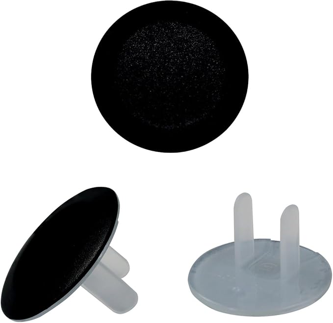 24 Packs Outlet Covers Baby Child Proofing, Pure Black 2-Prong Power Wall Plate Safety Receptacle Cover, Socket Protection Cap for Home, Kids Room, Bedroom