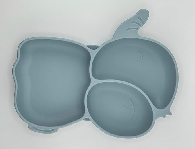 OLA Elephant Feeding Plate|, 100% Silicone | Divided Plates |Suction Plates for Baby| Dusty blue