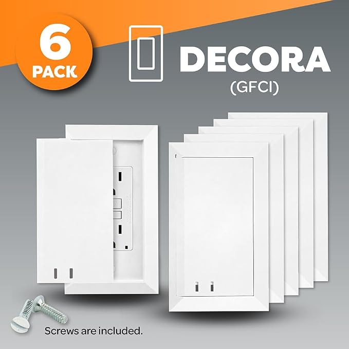 Socket Shield Child Resistant Outlet Cover (6-Pack), White Decora GFCI Wall Plate with Sliding Locking Door, Tamper Resistant Safety Cover, Easy Installation