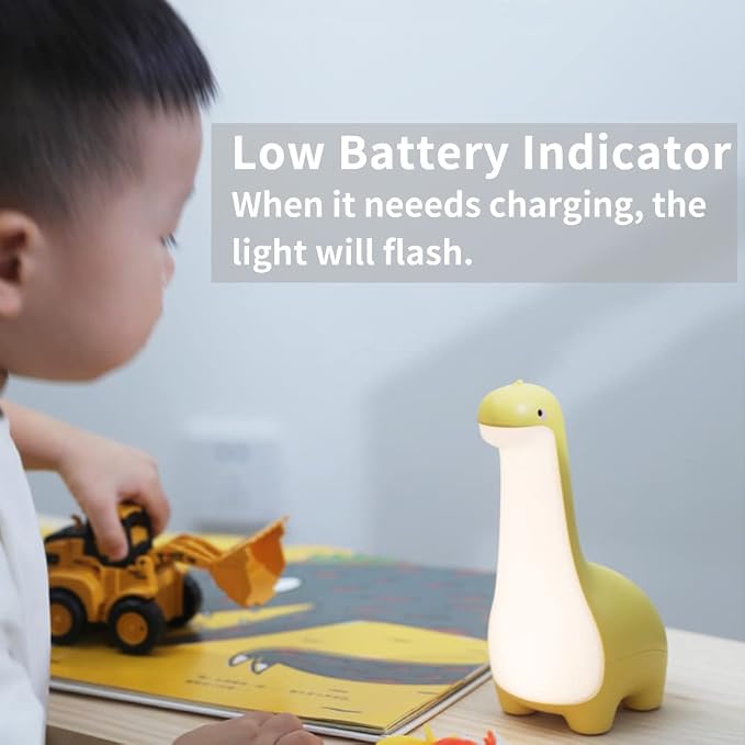 Cute Dinosaur Night Light, Brightness Adjustable Baby Bedside Night Lamp USB Recharging, Nursery Room Decor Kids Toddlers Night Light, Dinosaur Gifts for Birthday, Christmas, Green