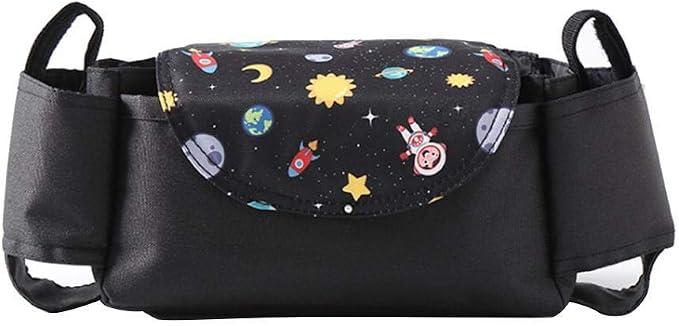 Gazaar Universal Stroller Organizer with Cup Holder Bag Detachable Phone Bag, Stroller Caddy Fits for Stroller Accessories, Stroller Organizer Stroller Caddy with Cup Holder, Stroller
