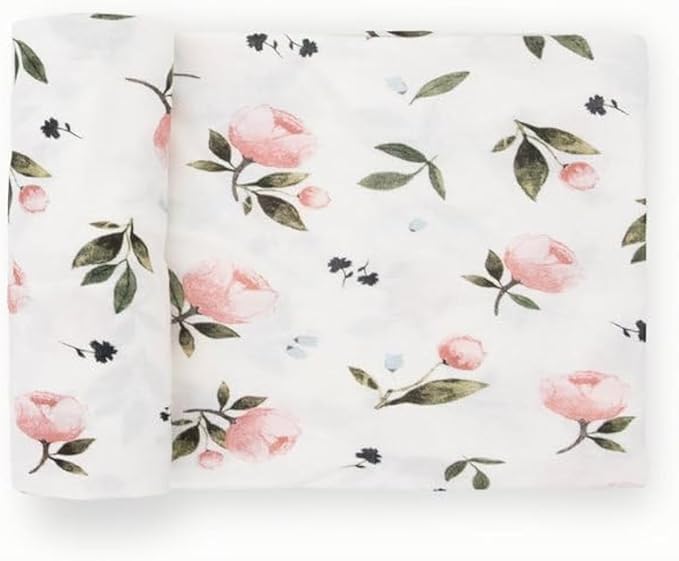 Little Unicorn Stretch Knit Swaddle Blanket | Single | Super Soft | Swaddling, Burping, Nursing | Newborns and Infants | Large 47” x 47” | Machine Washable | Watercolor Rose