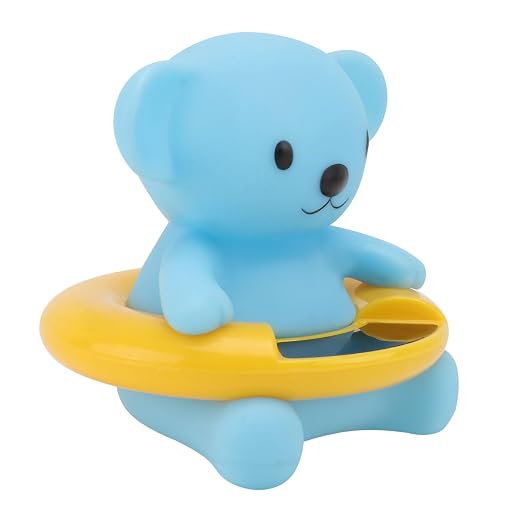 Bath Thermometer Bear Shaped, Blue Water Temperature Tester for Newborns and Infants, Safety Bathing Accessory for Bathtubs
