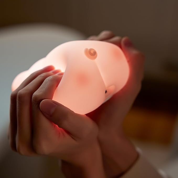 Cute Pig Night Light for Kids,Squishy Silicone Rechargeable Night Light with 3 Brightness Levels,30 Min Timer,Soft Nursery Nightlight Lamp,Cute Lamp for Baby Children Bedroom Decor(Pig Night Lights)