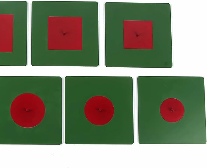Montessori Metal Circle and Square Puzzle with Knob,Geometric Shape Puzzle Early Education Material Sensorial Toy