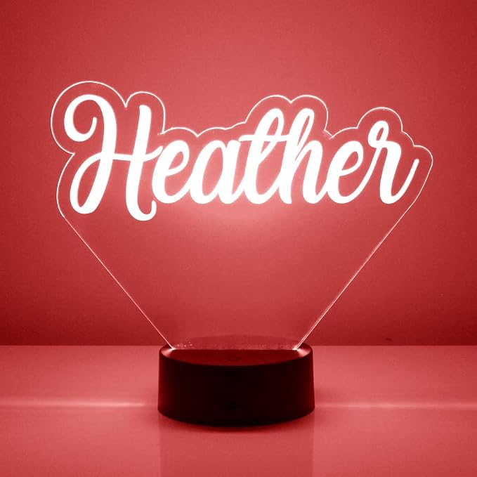 Custom Name LED Sign Night Light Lamp with Remote - Personalized Name or Image Display, Clear Acrylic Light Up Home Decor, 16 Colors & 4 Modes - Made in The USA (Style 31)