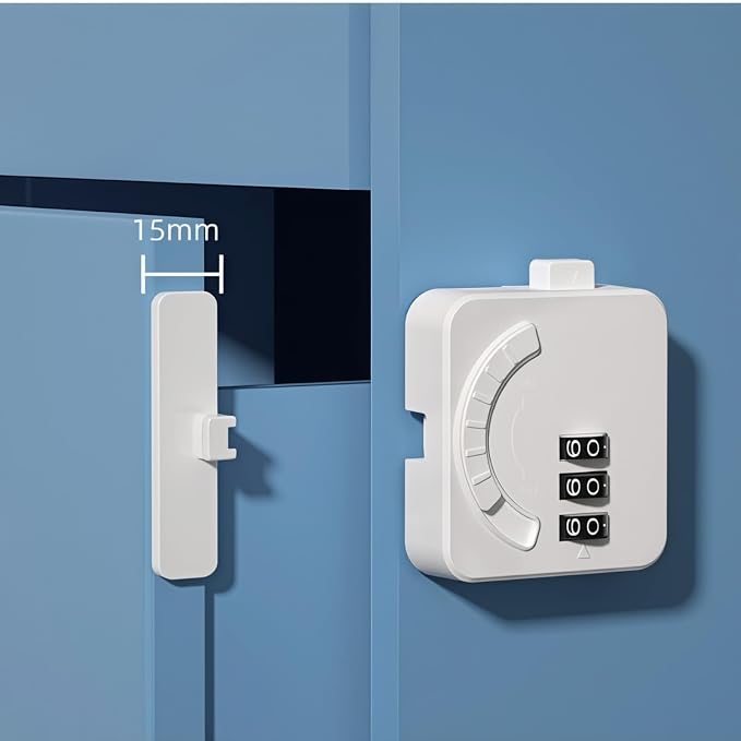 2 Pack Child Proof Refrigerator Lock,Keyless combination lock with adhesive backing,Wardrobe Drawers Anti-pinch Child Lock,Furniture Safety Lock (2 Pack, Narrow Frame Style)