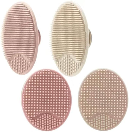 PandaEar Baby Cradle Cap Brush, Silicone Baby Bath Brush Massage Brush Set for Dry Skin, Cradle Cap, and Eczema, 4 Pack (Pink)