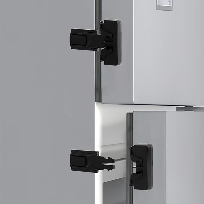 Fridge Lock, 2PCS Freezer Lock, Refrigerator Locks for Kids, Child-Proof Child Safety Lock for Oven Fridge Door Latch