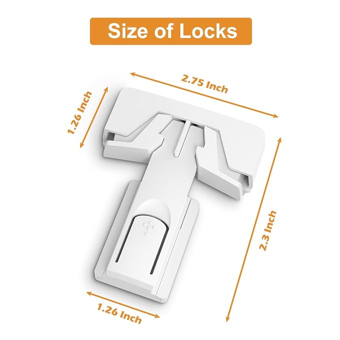 2Pack Fridge Locks for Kids, Child Proof Refrigerator Door Locks for Toddler and Baby Safety, Freezer Locks for Kids with Sticky Adhesive for RV Refrigerator, No Tools Required Childproof Locks