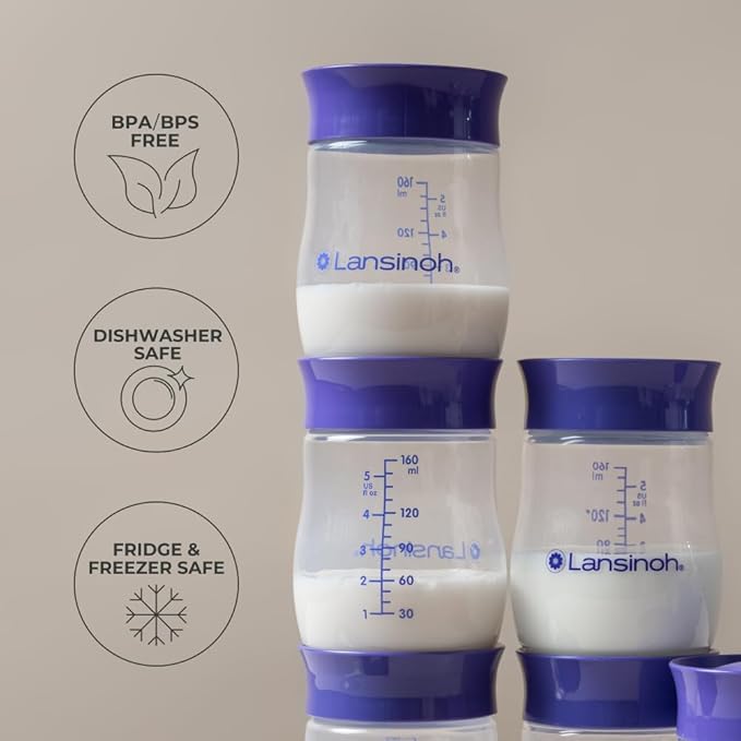 Lansinoh Breastmilk Storage Bottles 5oz BPA & BPS-Free Pump-to-Storage Feeding Bottles Compatible Breast Pumps and Nipples (Pack of 12)
