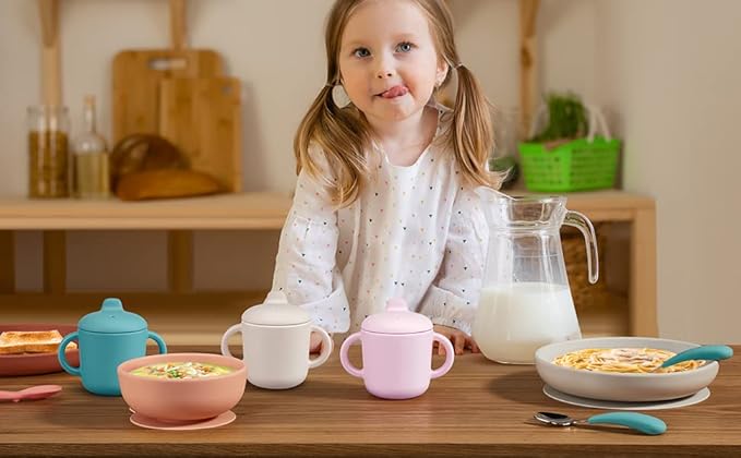 Sippy Cups for Baby 6 Months+,Silicone Straw Cups Leak Proof 5oz, Baby Training Cups for 1+ year old (Gray)