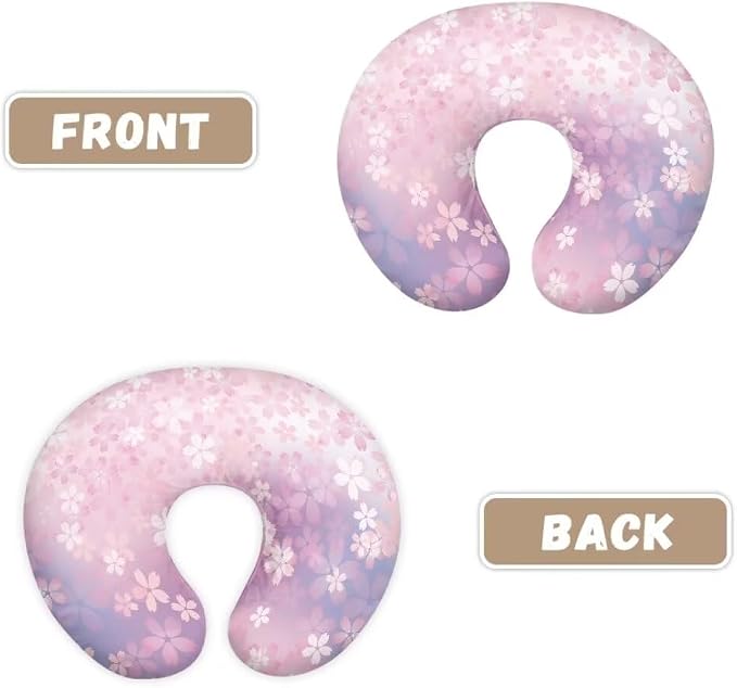 Nursing Pillow Cover for Baby, Comfy Removable Breast Feeding Pillow Cover, Pink Cherry Blossom Nursing Pillow Cases Fit Standard Nursing Pillow
