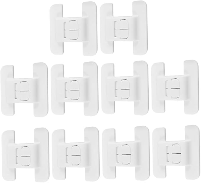 10 Pack Child Safety Cabinet Locks Baby Proof Drawer Locks for Kitchen Fridge Cupboard Child Locks Anti-Clip Hand Lock Buckle 2.75X2.75X0.39 Inch for Home Childproofing