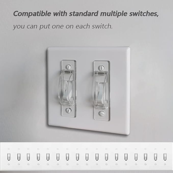 Wall Switch Guard, ILIVABLE Child Proof Light Switch Plate Covers Protects Your Lights from being Accidentally Turned On or Off by Children and Adults (Clear, 4 Pack)