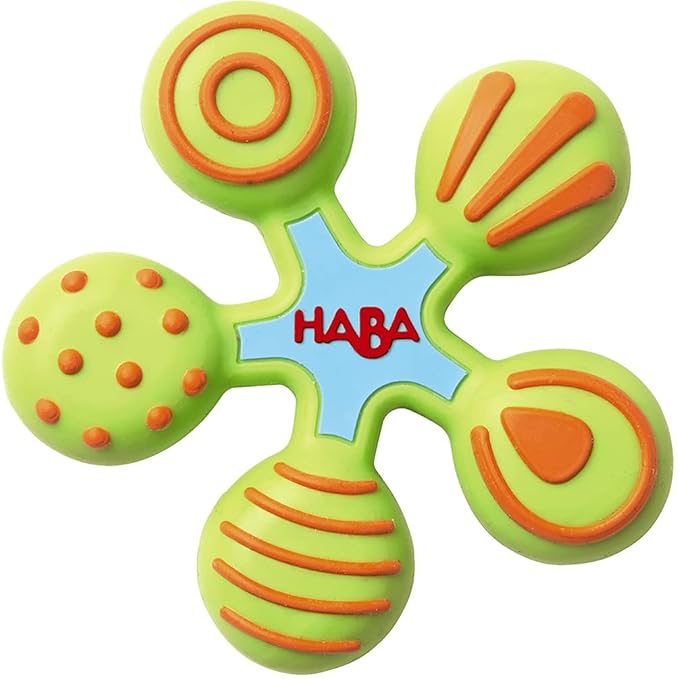 HABA Silicone Teethers for Babies 6-18 Months - Star Design Silicone Teether Ring and Grasping Toy for Safe Sensory Development - Dishwasher Safe Baby Essentials