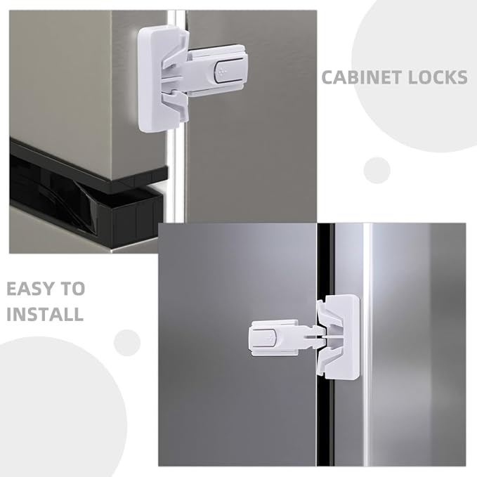 2pcs Childproof Cabinet Locks Safety Latches for Cabinets and Cupboards Easy to Install Versatile Protection for Toddlers and Pets Black and White Colors