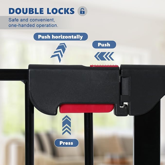 AGESISI Freestanding Dog Gates with Door Walk Through, Extra Wide Doggy Door 125" W x 29" H Pet Gate Safty 5 Panels Dog Fence for Stairs, Doorways
