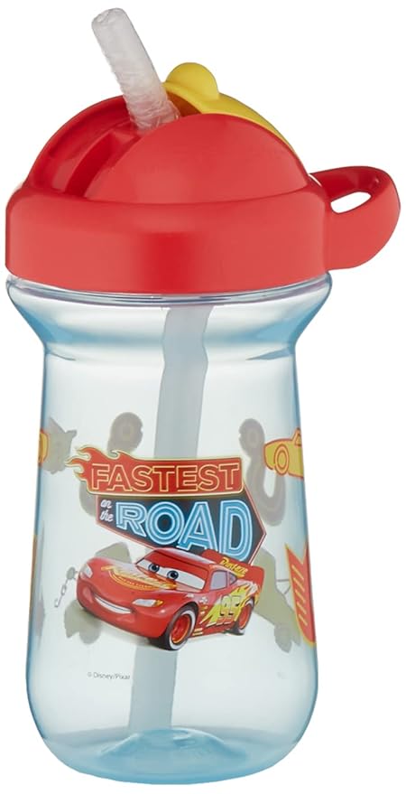 The First Years Sippy Cup, Disney/Pixar Cars, 10 Ounce | Straw Design | Flip Top | For Toddlers | Pack of 2