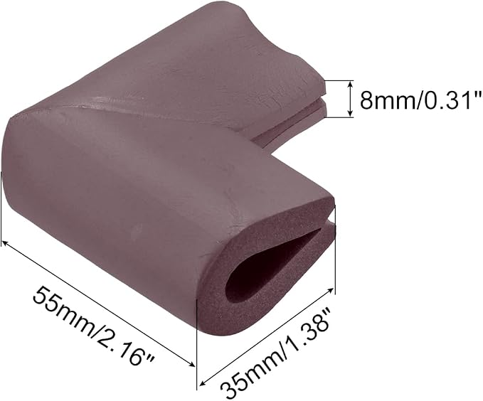 uxcell Corner Guards Edge Protectors, 12Pack U Foam Safety Bumper W Self-Adhesive Tape Furniture Corner Table Edge Guard, 2.16"x1.38"x0.315", Brown