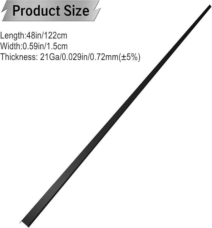 Black Color Aluminum Corner Guards Protectors for Walls, 21Ga Thickness Metal Protectors Guards with Right Angle L Shaped Piece of Metal Wall Corner Guards (0.60x0.60X48.0 Inch-6PCS)