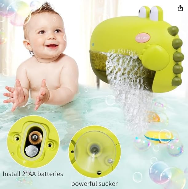 Grechi Dinosaur Bath Toys,Baby Bath Toys for The Baby Bathtub,Toddler Automatic Bubble Machine,Plays 12 Children?™s Songs, Makes Great for Toddlers Age 2 3 Year Old Girl Boy