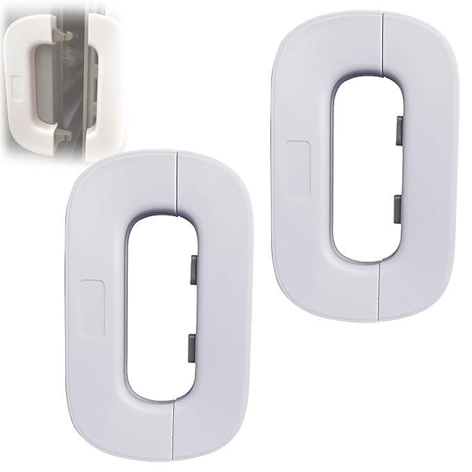 Self-Adhesive Fridge Lock Latch System, Fridge Lock, Refrigerator Lock for Kids, Multifunctional Anti-Pinch Cabinet Door Lock, for Prevent Protect Children Search The Refrigerators (White2Pcs)