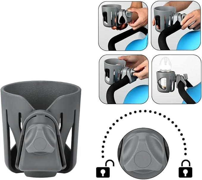 New Stroller Cup Holder for Stanley Quencher H2.0 (30 & 40 Oz. Models), Also Compatible with Stanley IceFlow (20 & 30 Oz. Models) - Gray