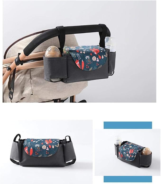Gazaar Universal Stroller Organizer with Cup Holder Bag Detachable Phone Bag, Stroller Caddy Fits for Stroller Accessories, Stroller Organizer Stroller Caddy with Cup Holder, Stroller