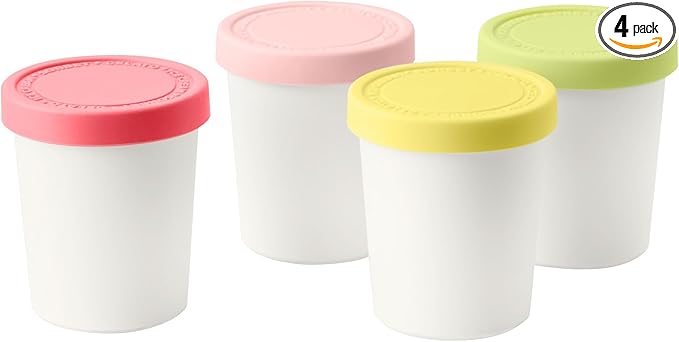Tovolo Mini Ice Cream Containers 6oz for Homemade Ice Cream Set of 4, Reusable Ice Cream Storage Containers for Freezer with Silicone Lids, Small Ice Cream Tubs Stackable BPA Free, Assorted Colors