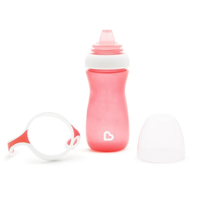 Munchkin Gentle Transition Baby Sippy Cup, Baby's First Sippy - Helps Babies & Toddlers Transitioning from Bottles to Cups, Spill Proof, 9 Months & Up, 10 Ounce, Pink
