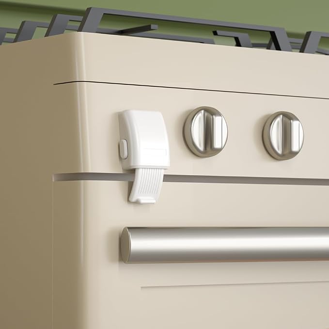 SAFELON 1 PC Baby Oven Lock, Childproof Oven Door Lock, Oven Safety Lock for Kids, Heat-Resistant, No Drilling (White)