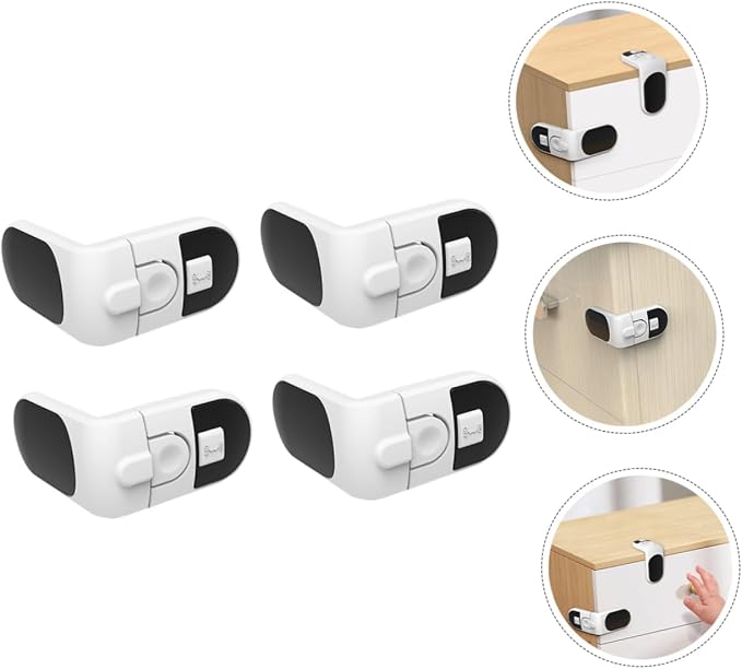 HANABASS 4PCS Child Safety Locks for Cabinets and Fridge Adjustable Multi-Function Locking Mechanism Child-Proof Design Sturdy Plastic for Baby Proofing