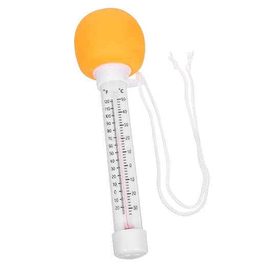 Floating Pool Thermometer Orange with Cartoon Design, Water Temperature Gauge for Bath, Hot Tub and Swimming Pool Use, Easy-Read Floating Bath Thermometer for Newborns