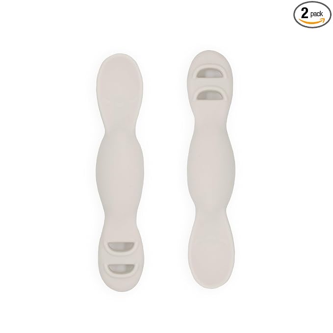 Yeah Baby Goods All You-Tensil, 2 Pack – Silicone Baby Led Weaning Spoon & Dipper - Self-Feeding Spoon Designed by Feeding Specialist to Support Development, 4+ Months Baby Utensils, (Coconut Cream)